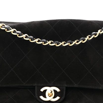 Suede Calfskin Small Souplissimo Maxi Flap Black