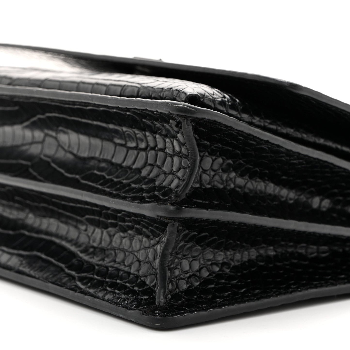 Calfskin Crocodile Embossed Medium Monochrome Monogram Sunset Black