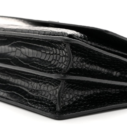 Calfskin Crocodile Embossed Medium Monochrome Monogram Sunset Black