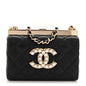 Lambskin Quilted Pearl CC Vanity Case Black