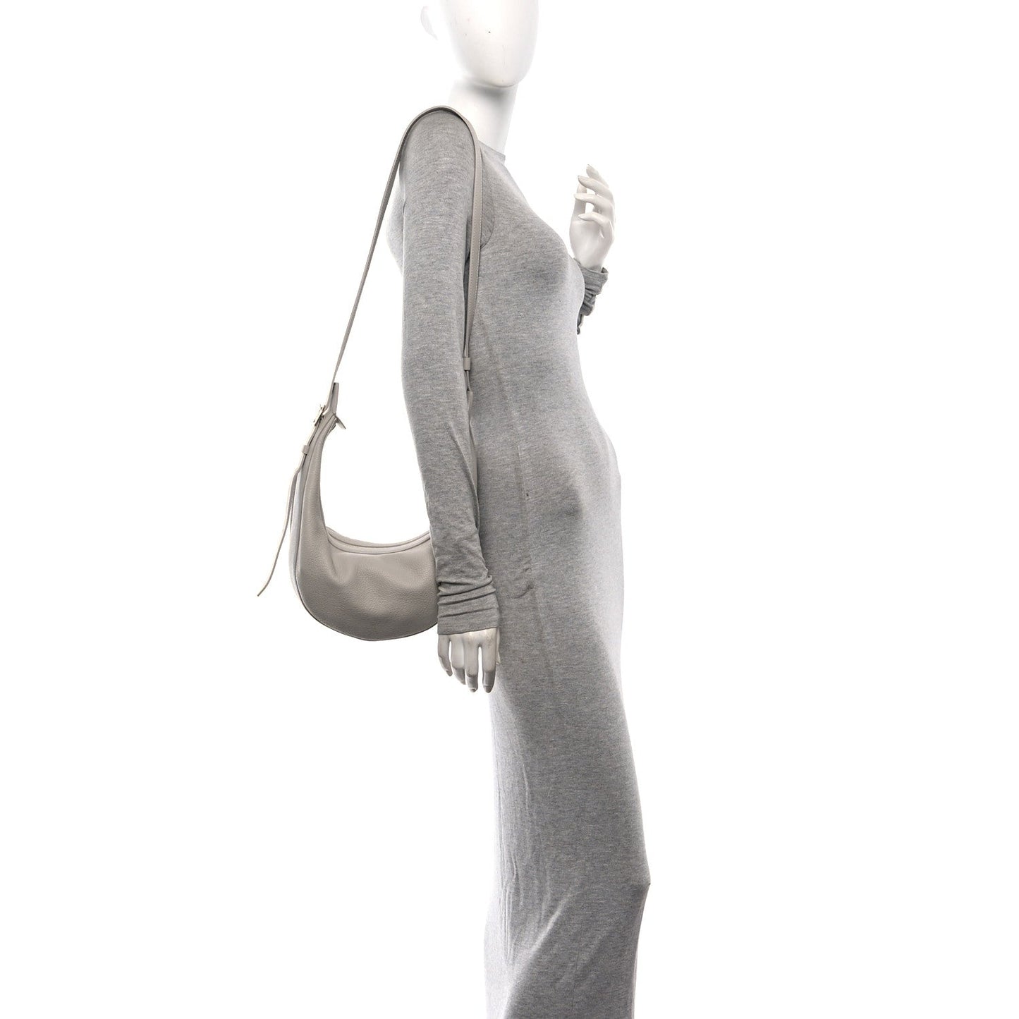 Pebbled Calfskin Augustina Small Crossbody Light Grey