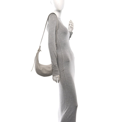 Pebbled Calfskin Augustina Small Crossbody Light Grey