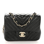 Lambskin Chevron Quilted Mini Square Flap Black