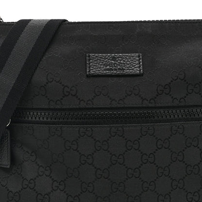 Nylon Monogram Small Flat Messenger Bag Black
