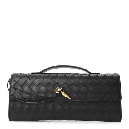 Nappa Intrecciato Long Andiamo Top Handle Clutch Black