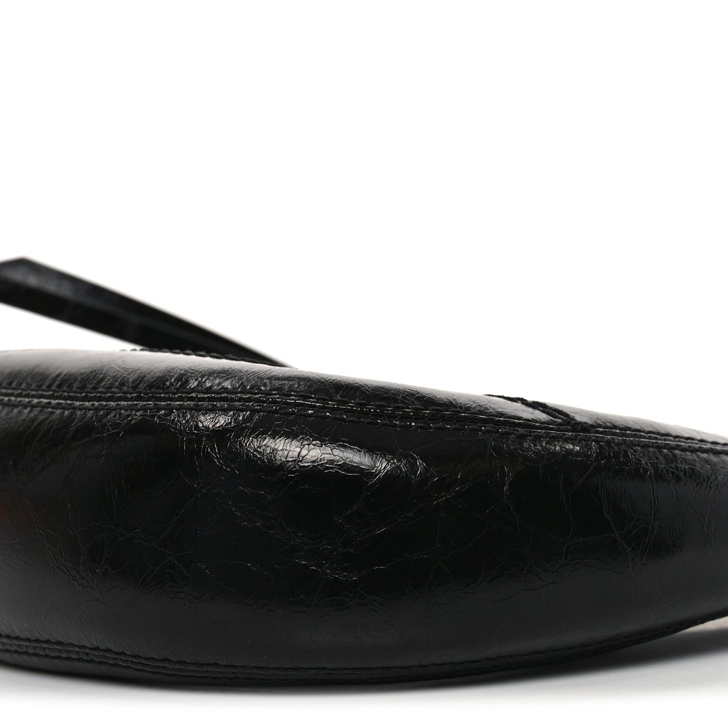 Crinkled Calfskin Crusier Crescent Bag Black