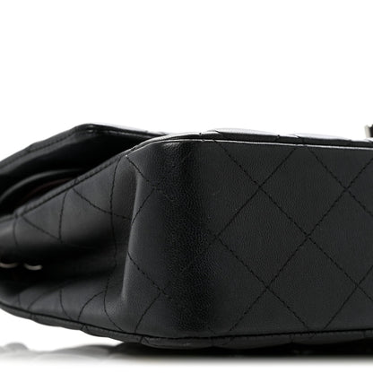 Lambskin Quilted Medium Double Flap Black