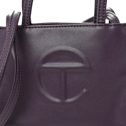 Vegan Leather Small Shopping Bag Eggplant