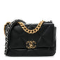 Shiny Goatskin Quilted Medium Chanel 19 Flap Black