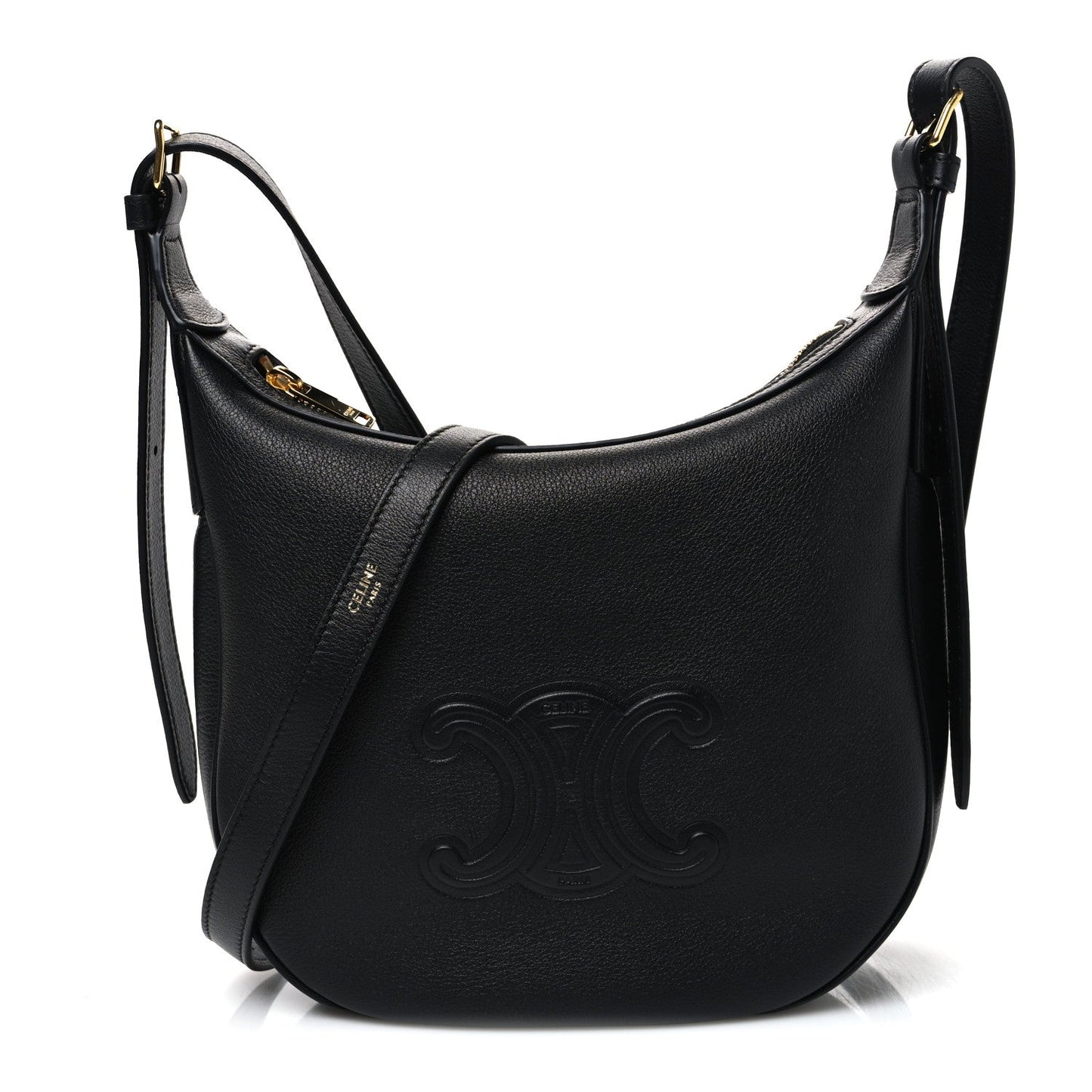 Supple Calfskin Cuir Triomphe Small Heloise Shoulder Bag Black