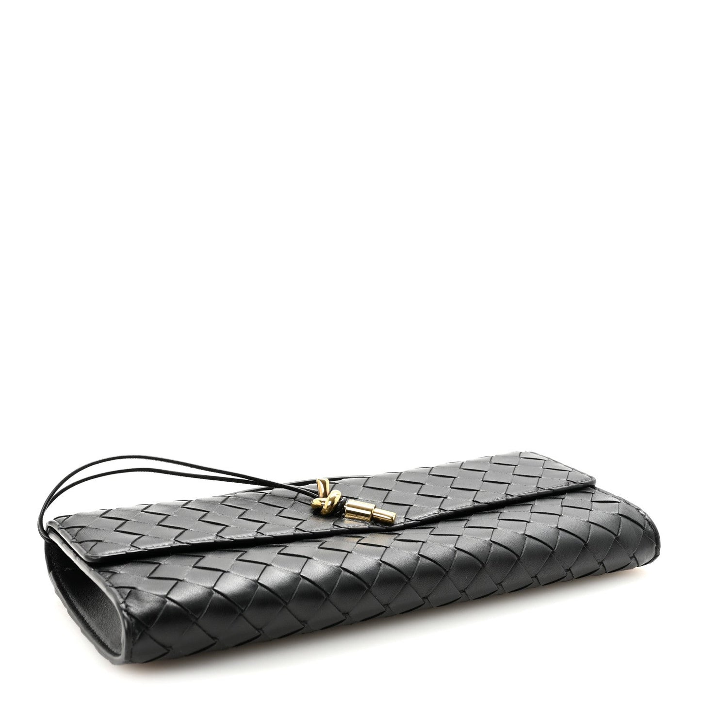 Nappa Intrecciato Long Andiamo Top Handle Clutch Black