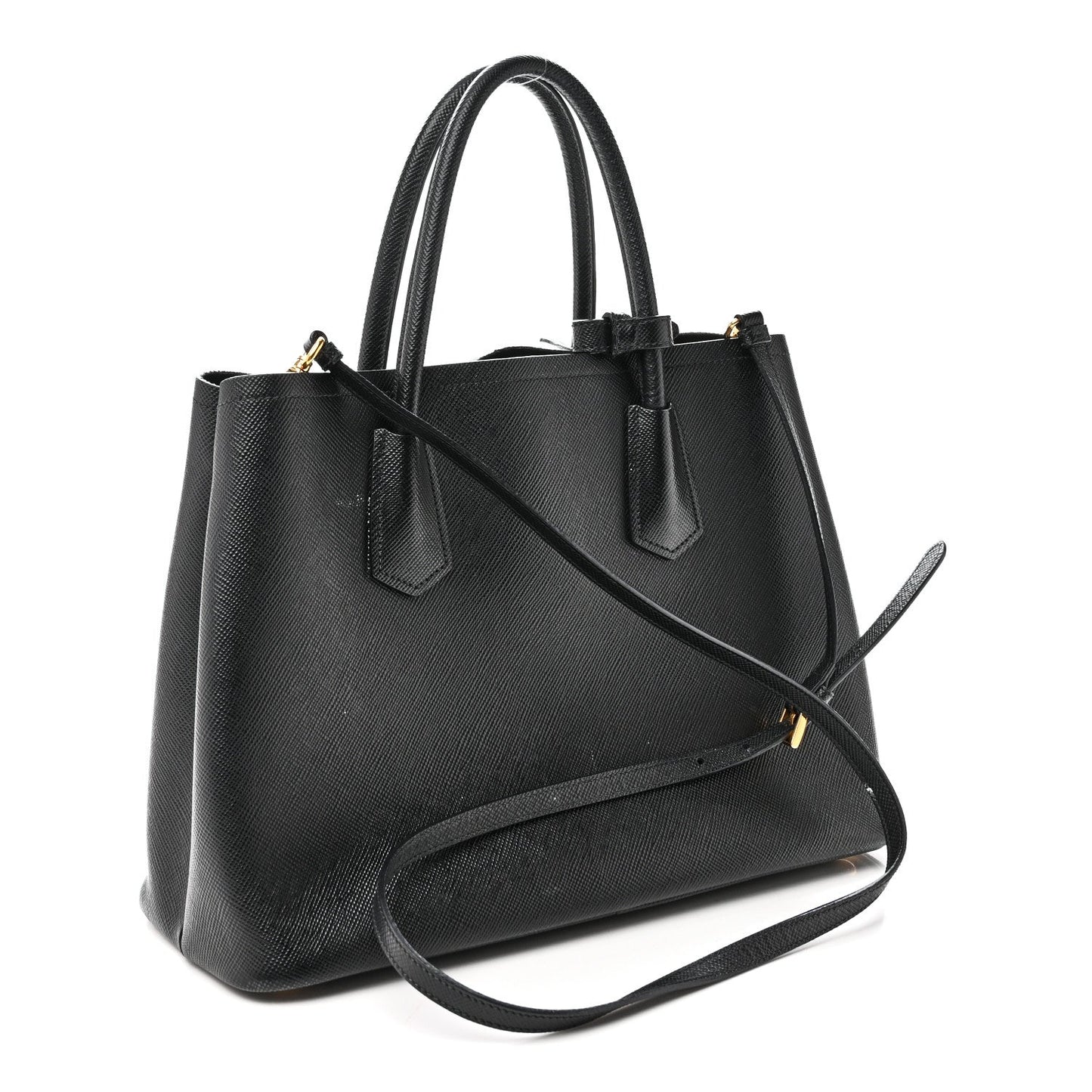 Saffiano Cuir Medium Double Bag Black