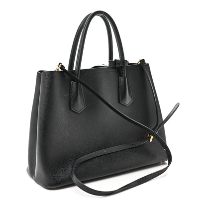 Saffiano Cuir Medium Double Bag Black