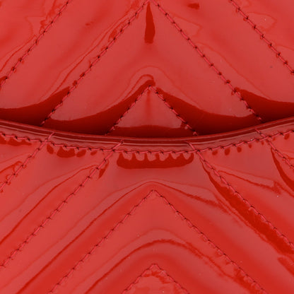 Patent Chevron Quilted Mini Square Flap Red