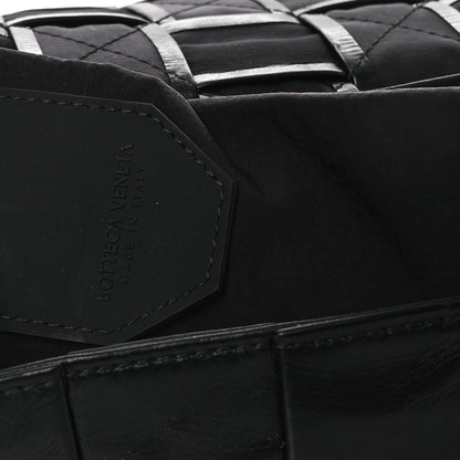 Paper Calfskin Maxi Intrecciato Small Cassette Crossbody Bag Black