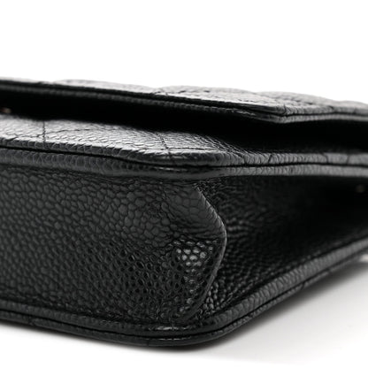 Caviar Quilted Wallet on Chain WOC Black