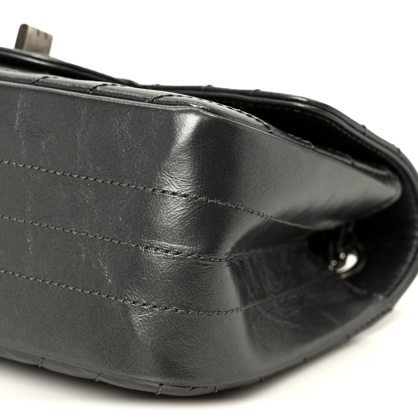 Metallic Aged Calfskin Chevron Quilted 2.55 Reissue Mini Flap Grey