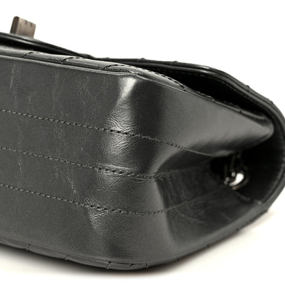 Metallic Aged Calfskin Chevron Quilted 2.55 Reissue Mini Flap Grey