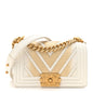 Lizard Chevron Small Boy Flap White Gold