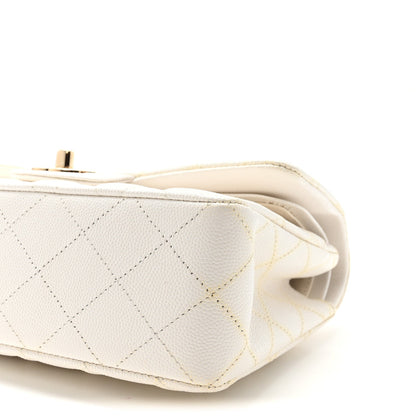 Caviar Quilted Small Double Flap White