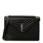 Grain De Poudre Textured Mixed Matelasse Large Triquilt Monogram Satchel Black