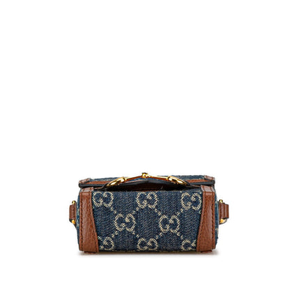 Gucci Horsebit 1955 GG Denim Canvas Shoulder Bag