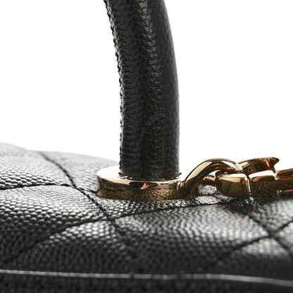 Caviar Quilted Small Coco Handle Flap Black