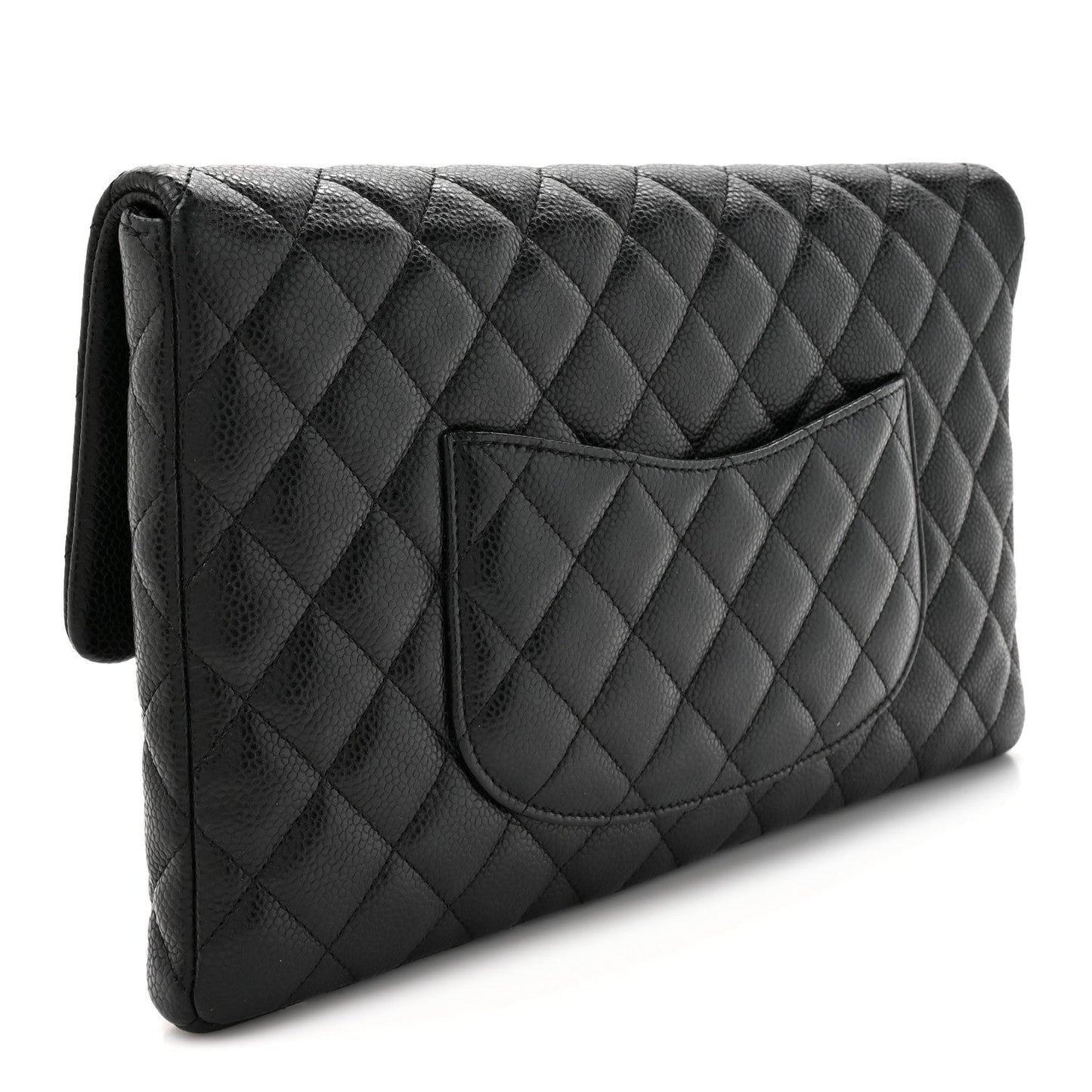 Caviar Quilted Flap Clutch Black