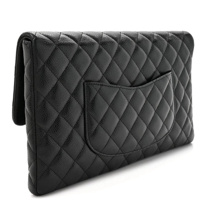 Caviar Quilted Flap Clutch Black