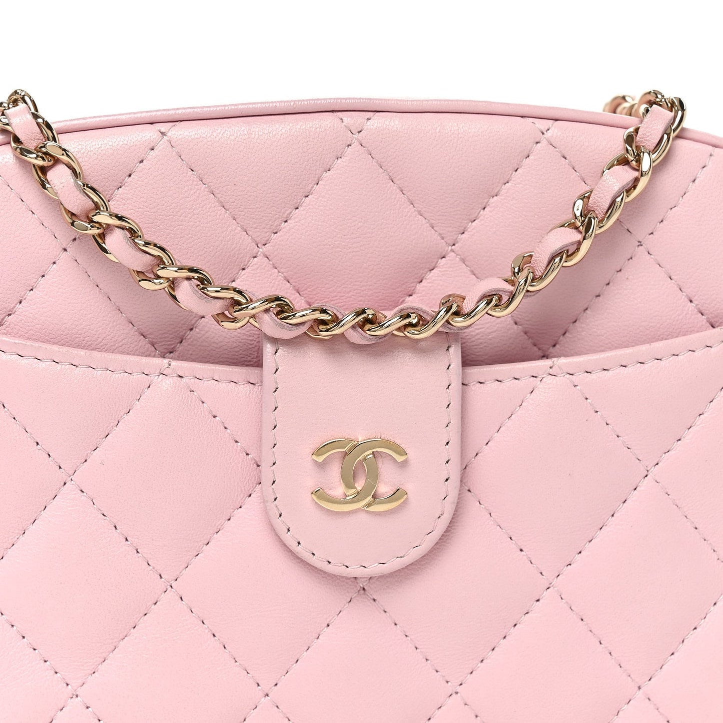 Lambskin Quilted Chain Camera Bag Light Pink