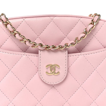 Lambskin Quilted Chain Camera Bag Light Pink