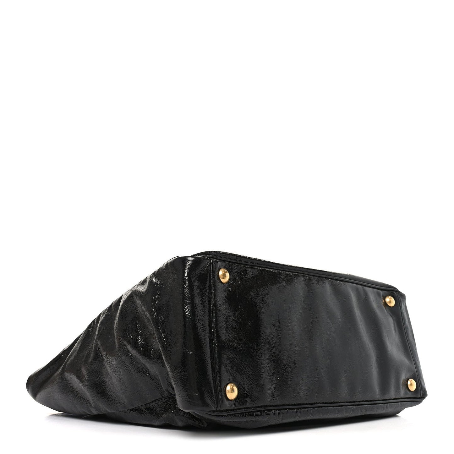 Textured Patent Y-Mail Tote Black
