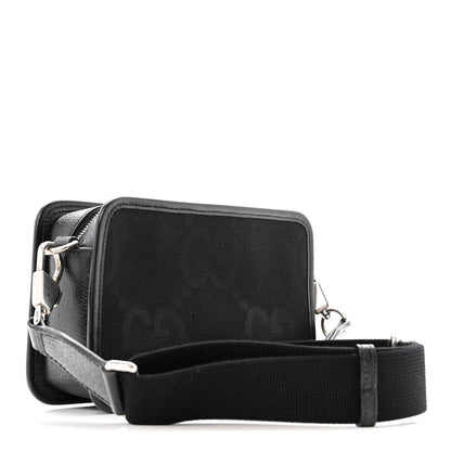 Monogram Jumbo GG Textured Dollar Calfskin Web Mini Crossbody Bag Black