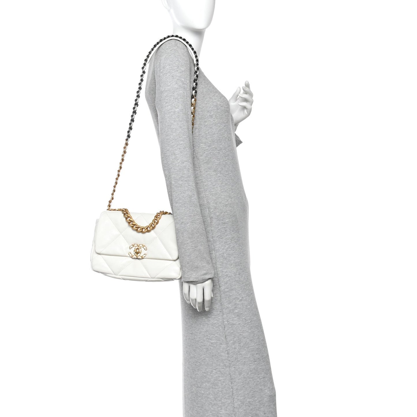 Lambskin Quilted Medium Chanel 19 Flap White