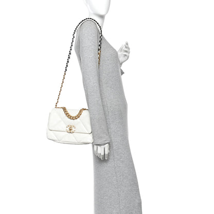 Lambskin Quilted Medium Chanel 19 Flap White