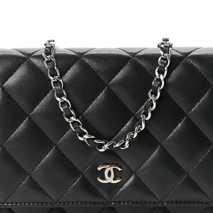 Lambskin Quilted Wallet On Chain WOC Black