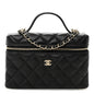 Caviar Quilted Top Handle Slim Vanity With Chain Black