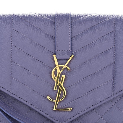 Grain De Poudre Textured Mixed Matelasse Triquilt Monogram Clutch Dark Wisteria