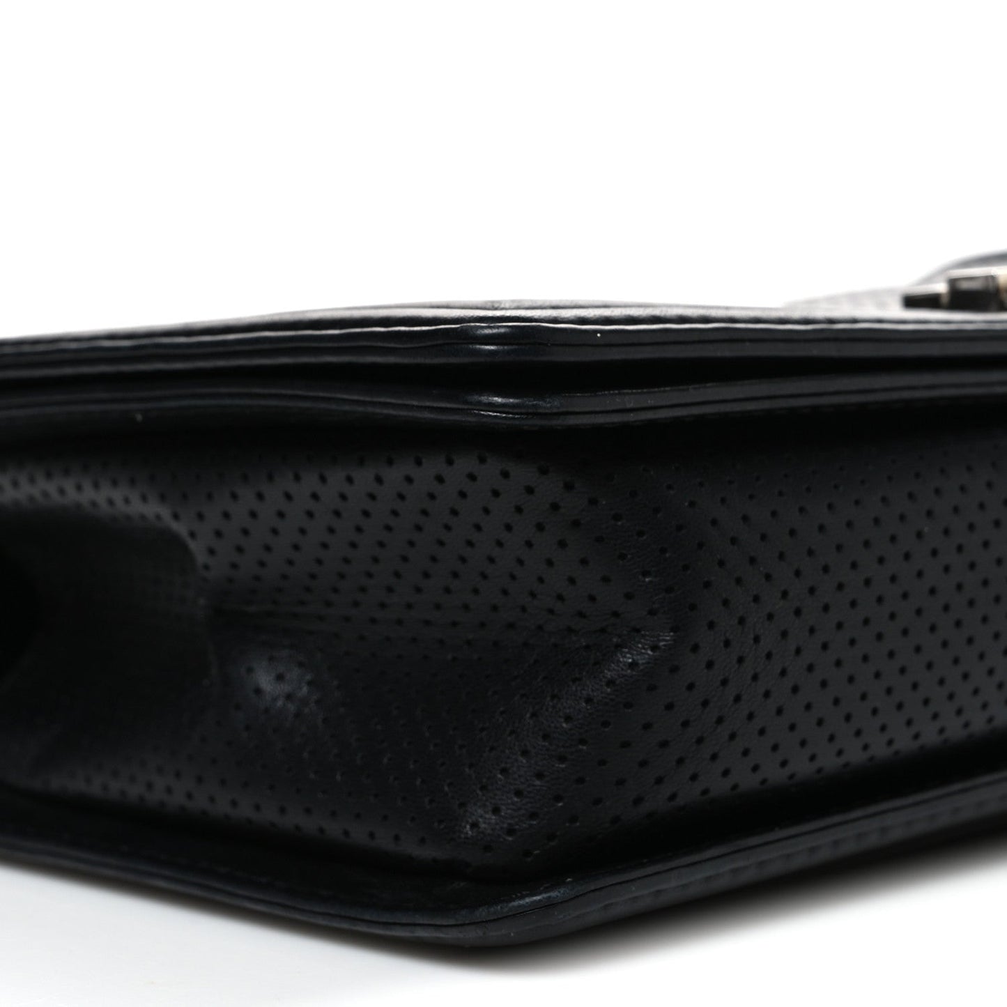 Lambskin Perforated Quilted New Medium Boy Flap Black