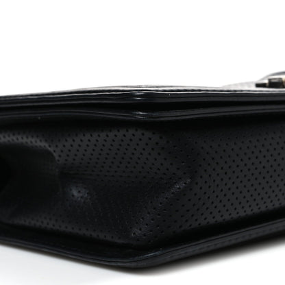 Lambskin Perforated Quilted New Medium Boy Flap Black