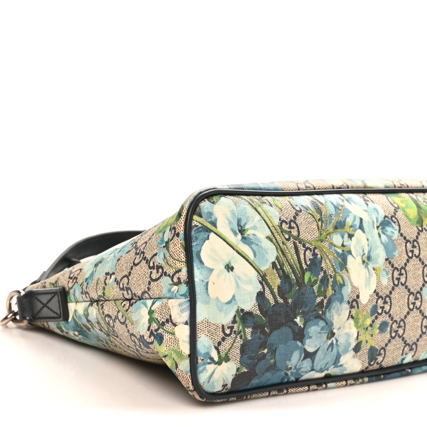 GG Supreme Monogram Blooms Small Zippered Tote Blue