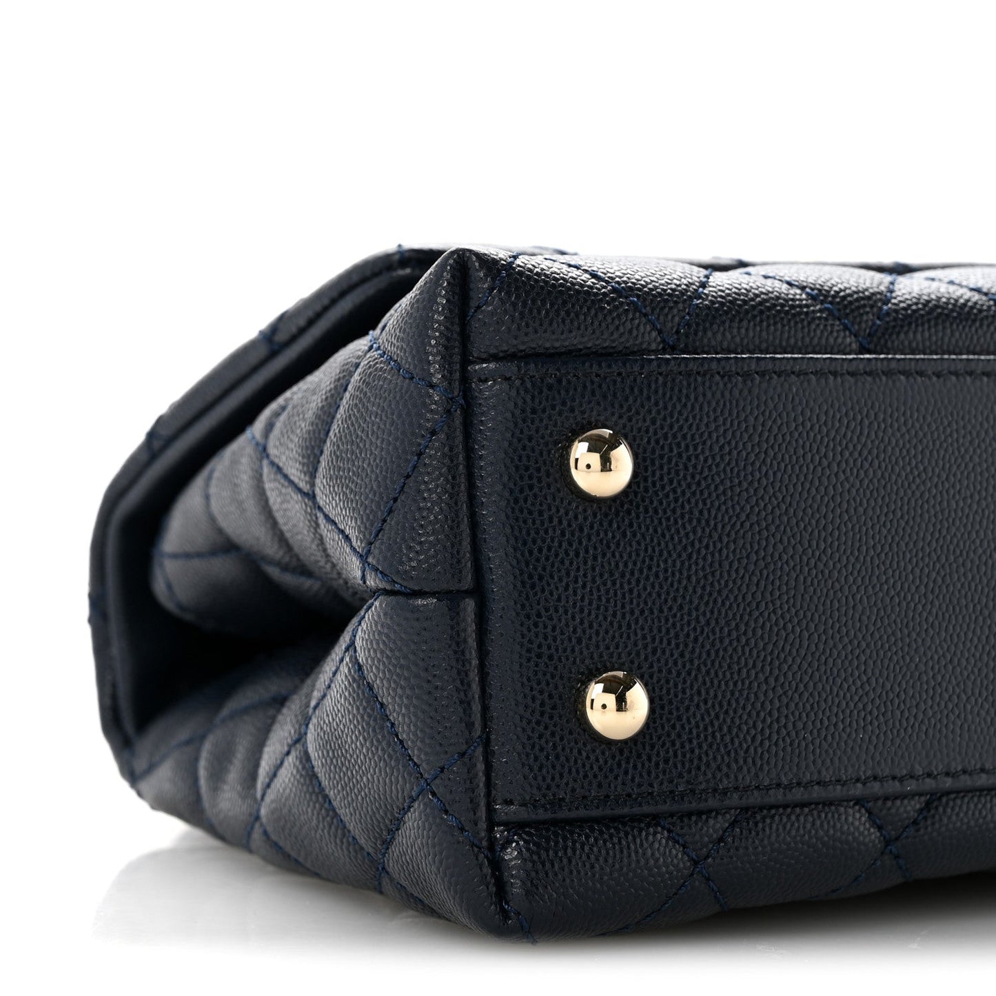 Caviar Quilted Lizard Embossed Mini Coco Handle Flap Navy Blue