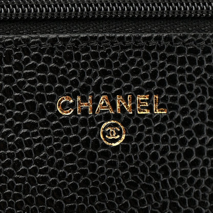 Caviar Quilted Wallet on Chain WOC Black