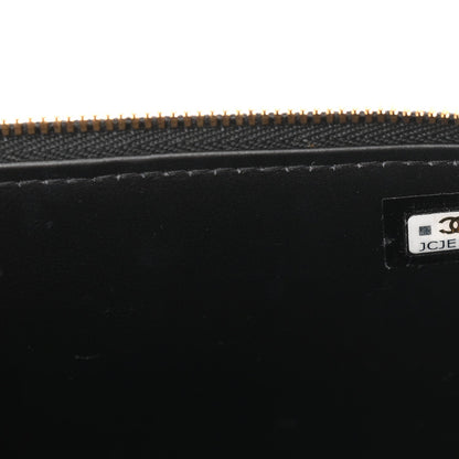 Patent Enamel Quilted Small Coco Hearts Vanity Case With Chain Black