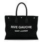 Linen Calfskin Rive Gauche Tote Black