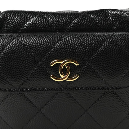 Caviar Quilted Polly Pocket Pouch Hobo Black