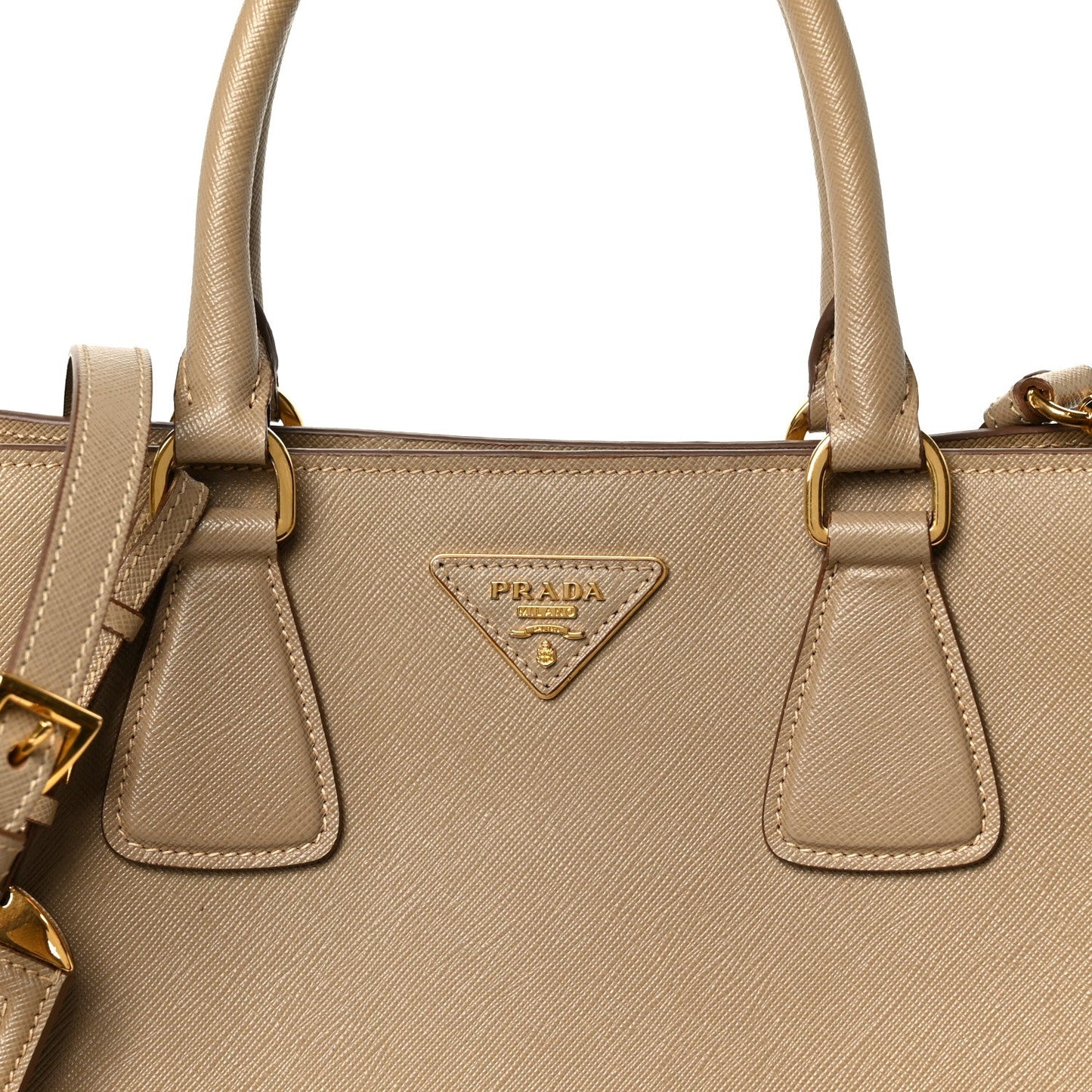 Saffiano Lux Bi-Color Tote Bag Visone Talco