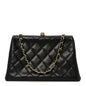 Caviar Quilted Kisslock Shoulder Bag Black