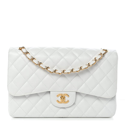 Caviar Quilted Jumbo Double Flap White