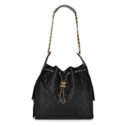 Caviar Quilted Medium Chanel 25 Handbag Black